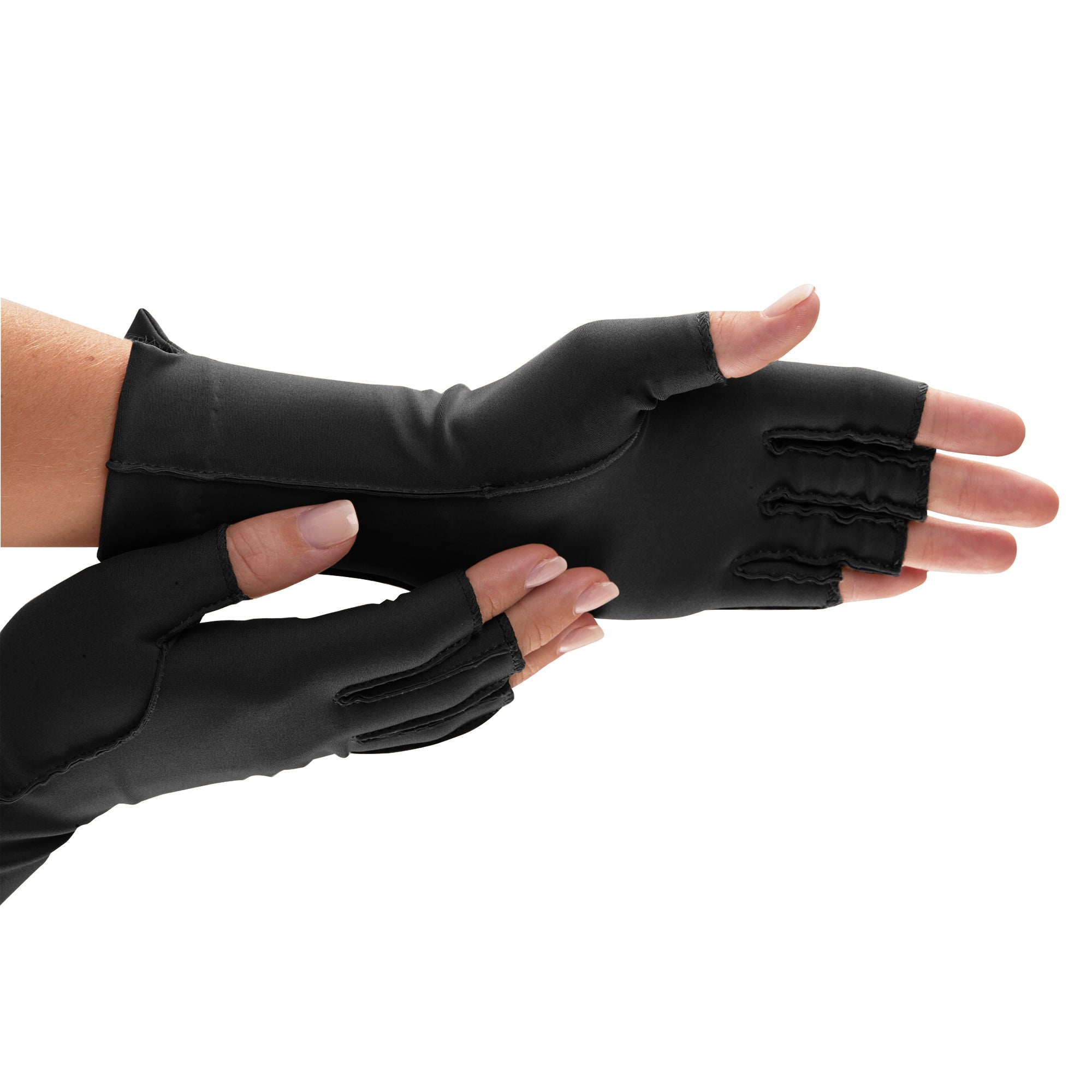 Isotoner Fingerless Therapeutic Compression Gloves Black Small