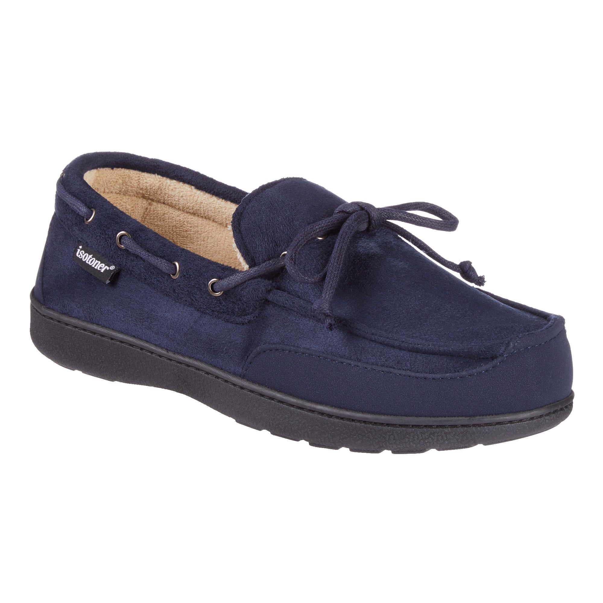 97044 Isotoner Mens Carter Boater Moccasin Slippers 