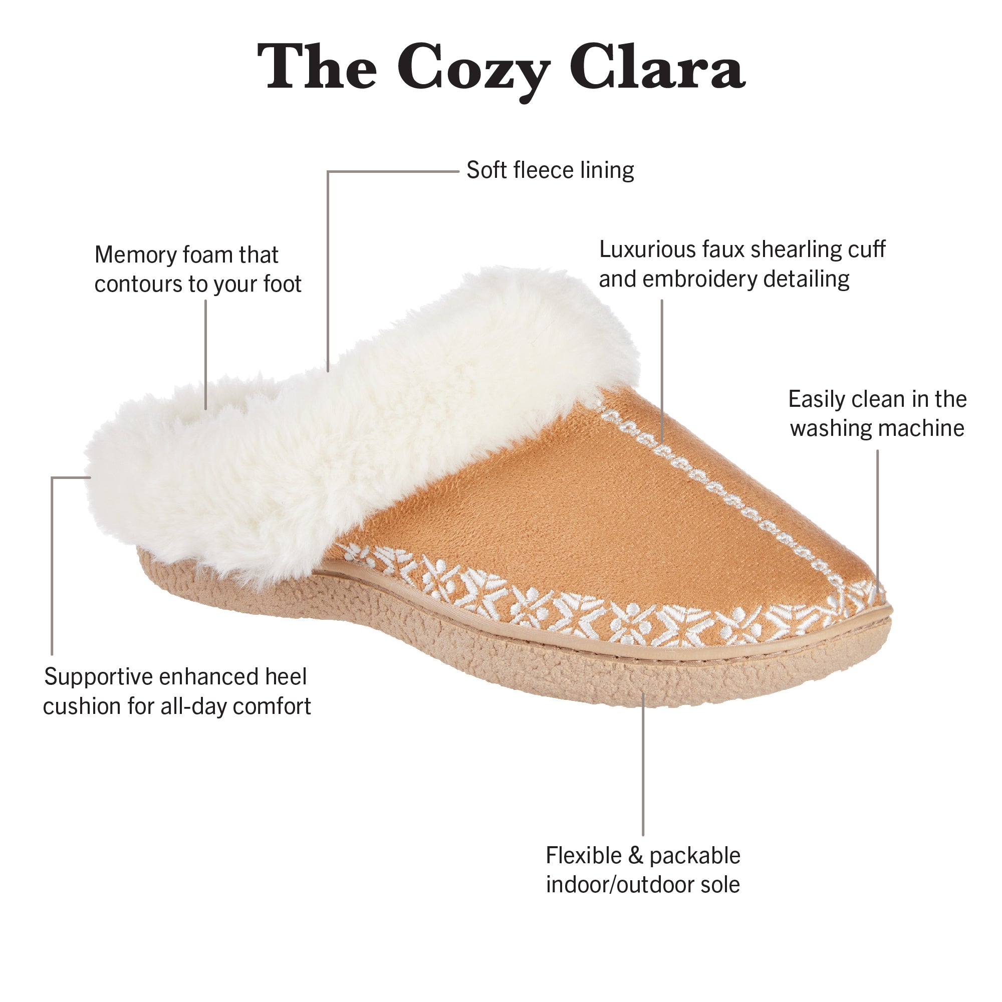 Women s Embroidered Microsuede Clara Clog Slippers