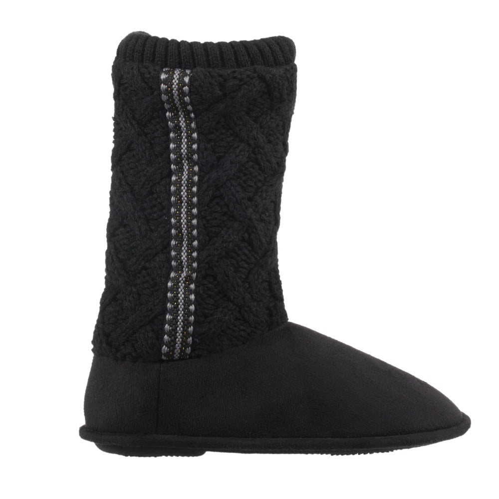 Womens black slipper top boots