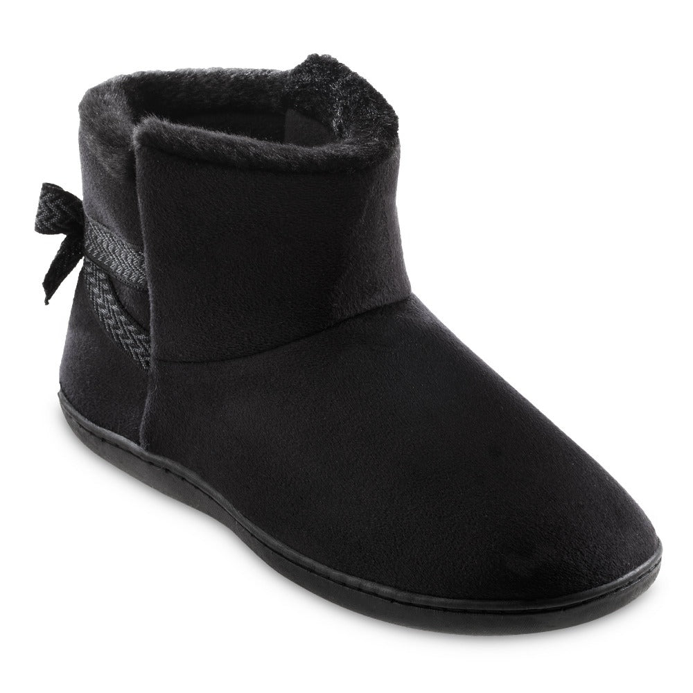 isotoner microsuede bootie slippers with 360 memory foam