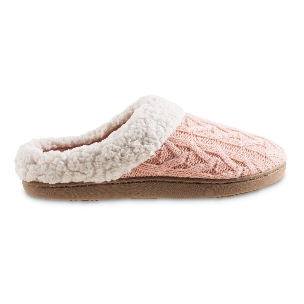 Women's isotoner cable deals knit alexis hoodback slippers